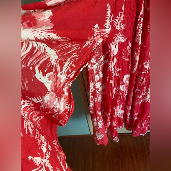 Free People Lille Printed Maxi Halter Dress Raspberry Red Endless Summer Beach L - Picture 10 of 15